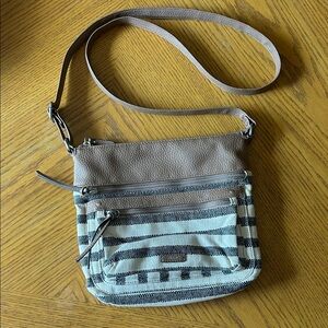 Relic Leather and Fabric Crossbody Purse